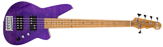 Reverend Mercalli 5 FM Bass Transparent Purple Flame Maple