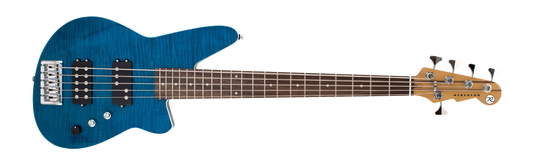 Reverend Mercalli 5 FM Bass Transparent Blue Flame Maple
