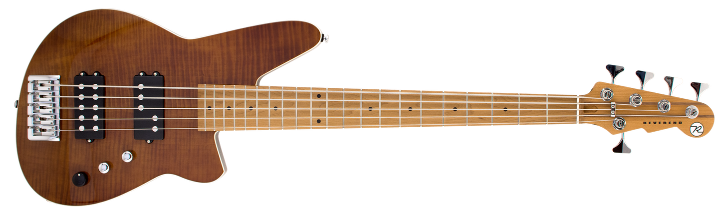 Reverend Mercalli 5 FM Bass Violin Brown Flame Maple