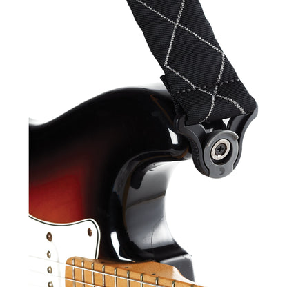 D'Addario Auto Lock Guitar Strap, Black Padded Diamonds