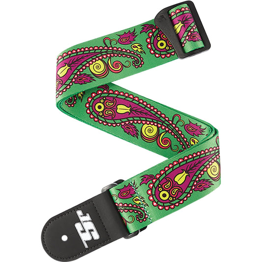 D'Addario Joe Satriani Guitar Strap, Paisley Green