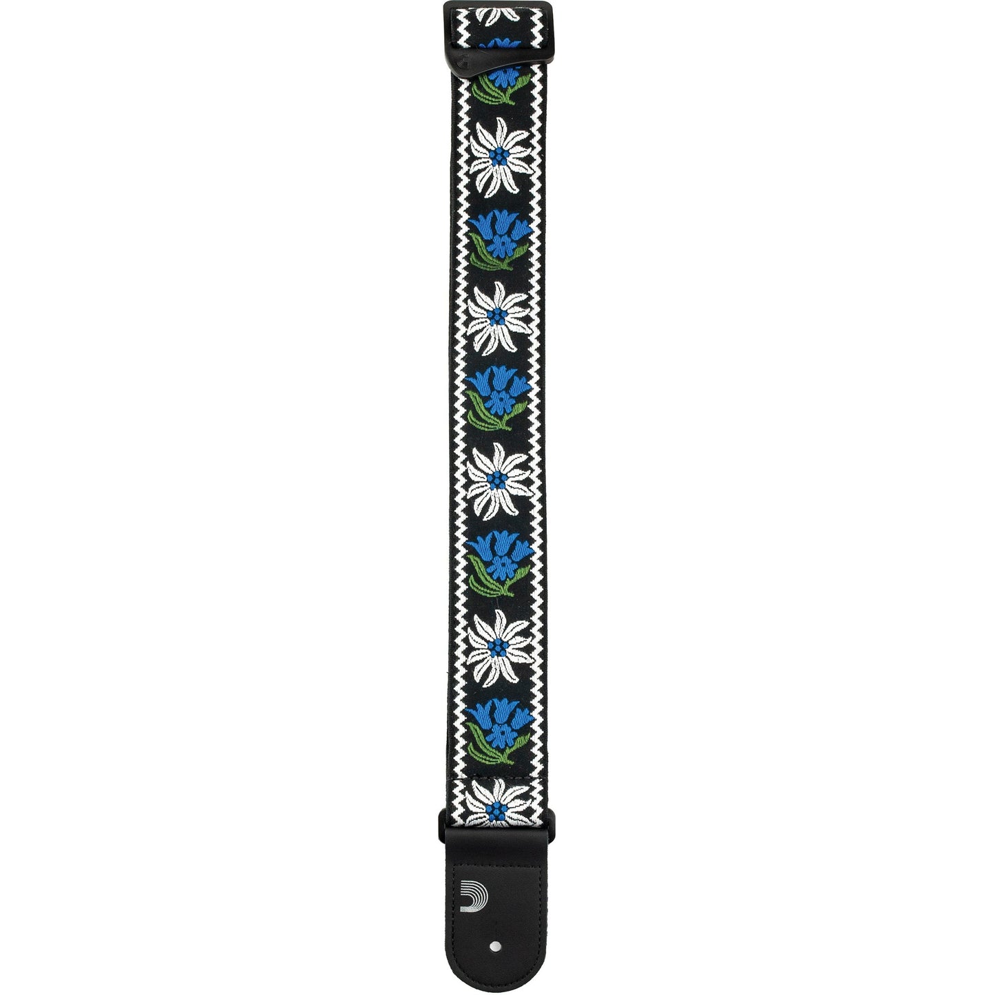 D'Addario Woven Guitar Strap, Peace Love, Black and Blue