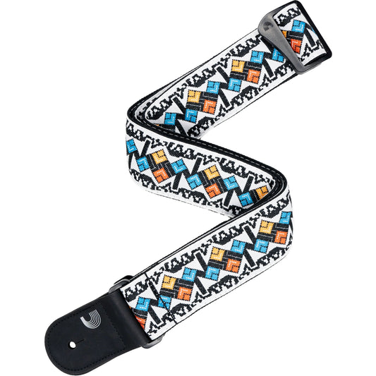 D'Addario Eco-Comfort Jacquard Woven Guitar Strap, White