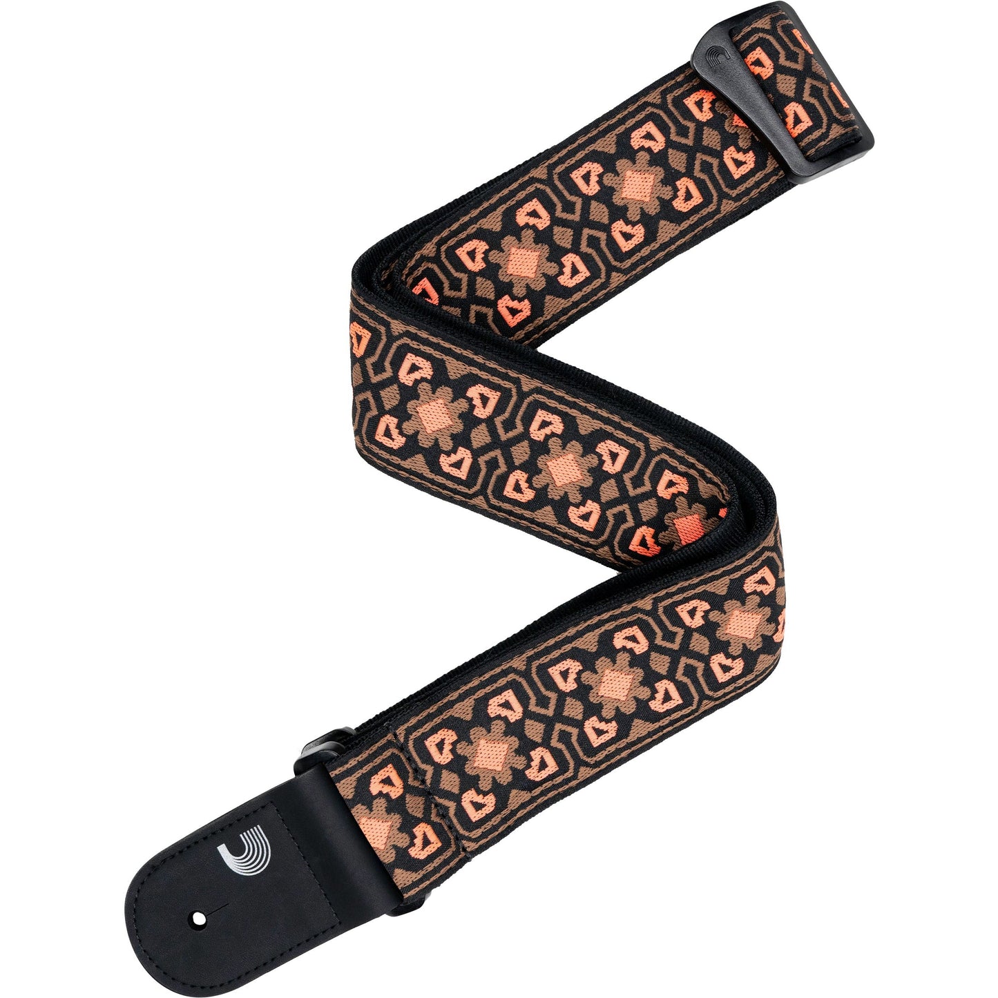 D'Addario Eco-Comfort Woven Guitar Strap, Brown & Orange