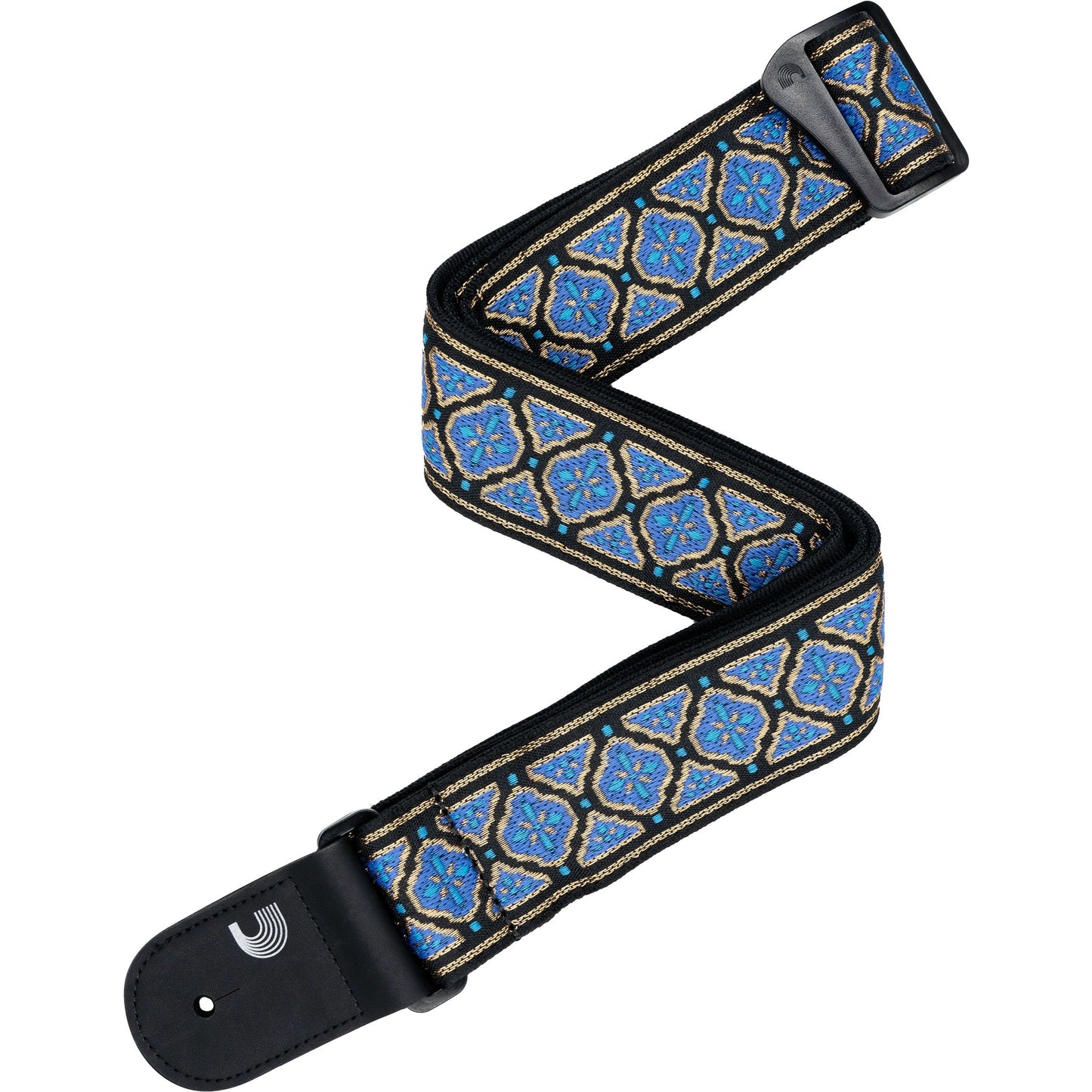 D'Addario Eco-Comfort Woven Guitar Strap, Blue & Gold