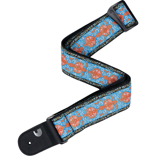 D'Addario Eco-Comfort Woven Guitar Strap, Blue & Orange