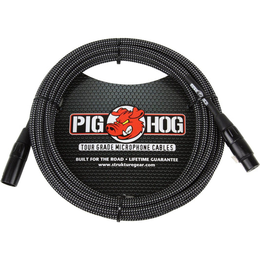 Pig Hog "Black & White" Woven Microphone Cable XLR - 20 Foot