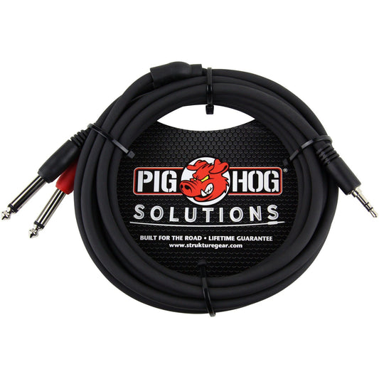 Pig Hog 10 Foot Stereo Breakout Cable 3.5mm to Dual Mono 1/4" Cable