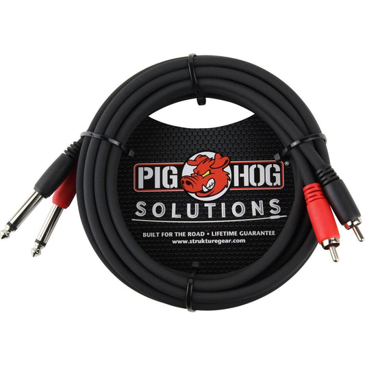 Pig Hog Solutions - 1/4" (Male) Mono to RCA (Male) Dual Cable - 10 Foot