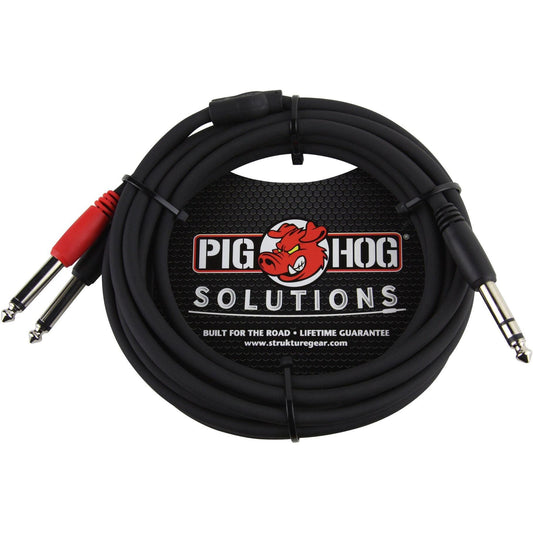 Pig Hog Solutions - 1/4" (Male) TRS to Dual 1/4" (Male) Mono Insert Cable - 10 Foot