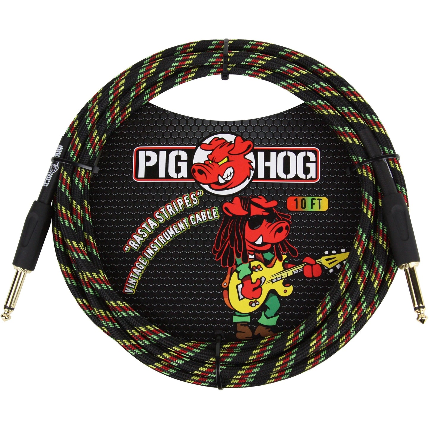 Pig Hog "Rasta Stripes" Instrument Cable - 10 Foot