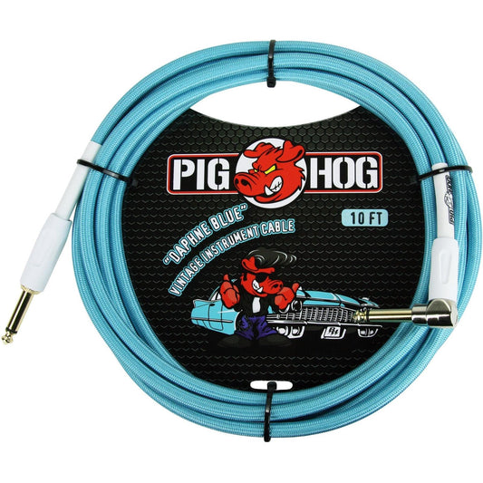 Pig Hog "Daphne Blue" Instrument Cable - 10 Foot - Right Angle