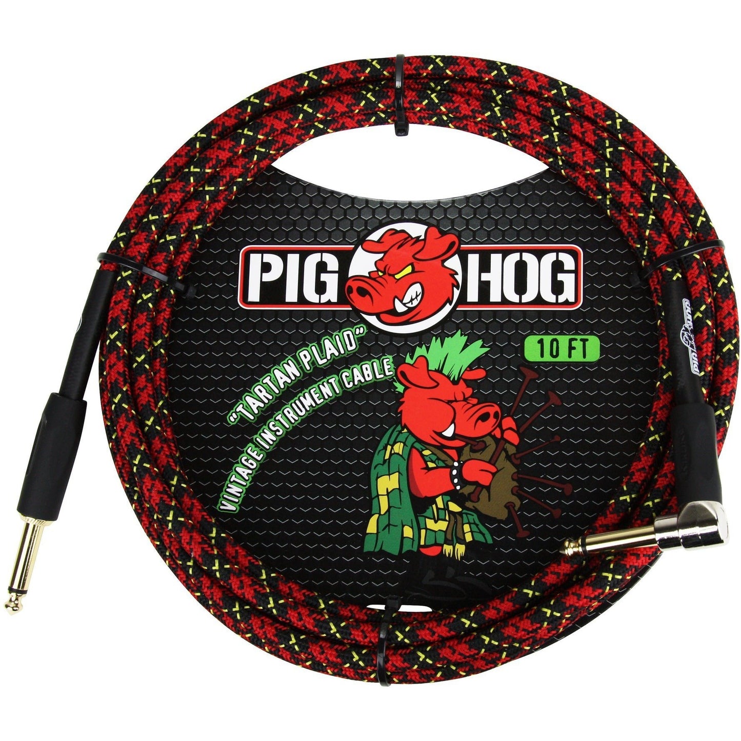 Pig Hog "Tartan Plaid" Instrument Cable, 10 Foot Right Angle