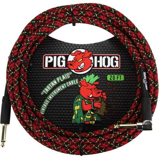 Pig Hog "Tartan Plaid" Instrument Cable - 20 Foot - Right Angle