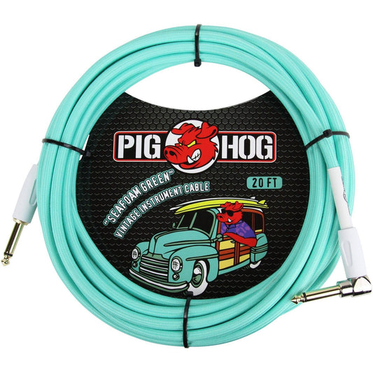 Pig Hog "Seafoam Green" Instrument Cable - 20 Foot - Right Angle