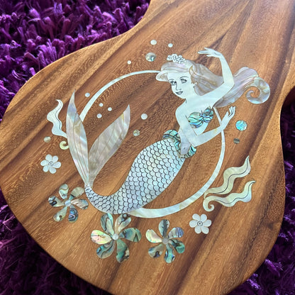 Custom "The Little Mermaid" Inlay Tenor Ukulele (w/ Case)