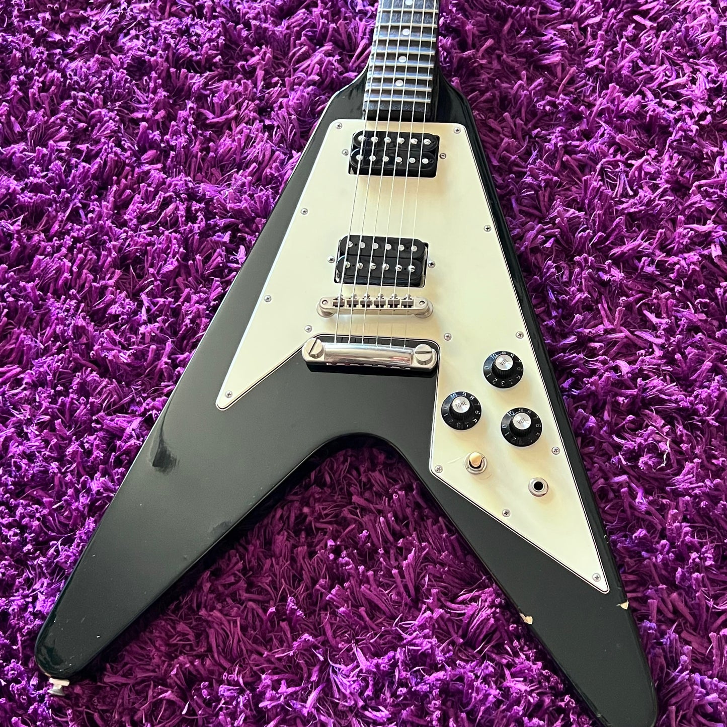 1982 Greco Japan FV-600 Flying V Black (w/ OHSC) (MIJ Fujigen)