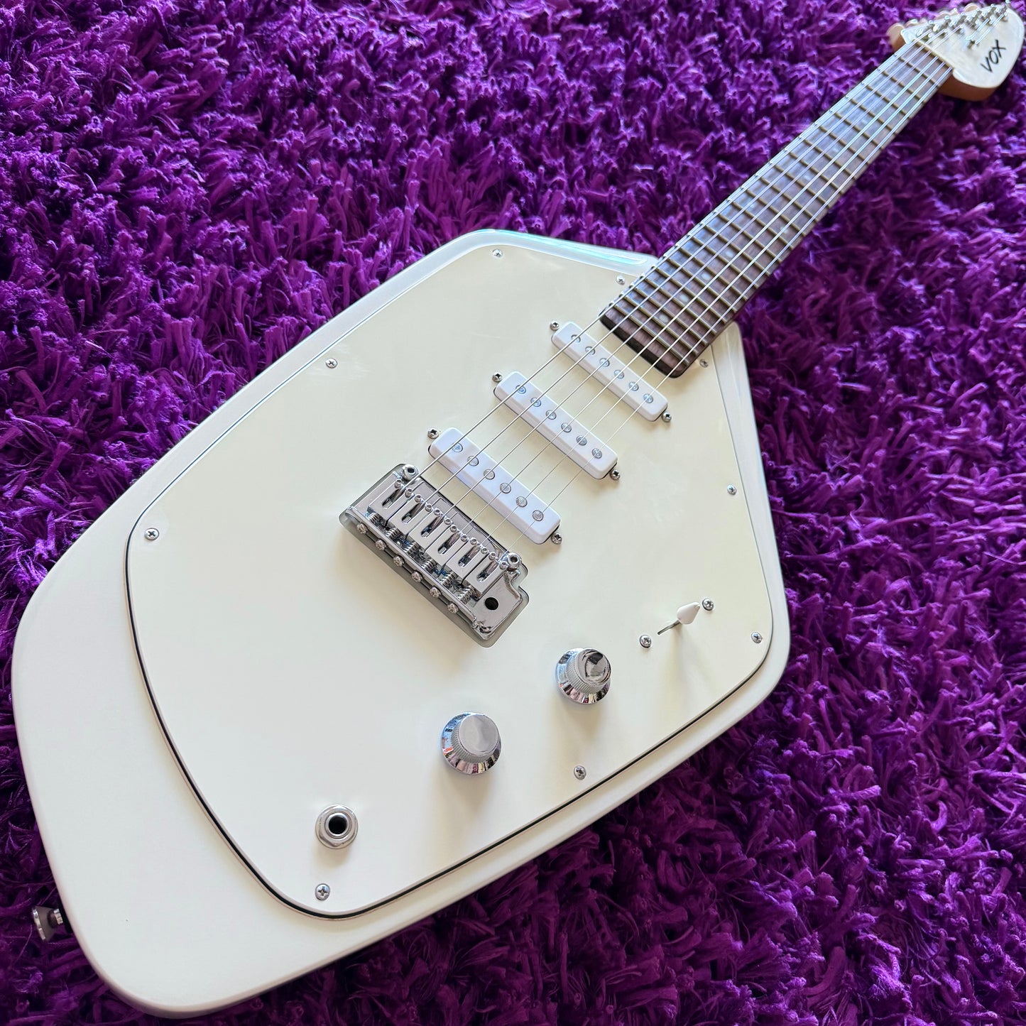 Mid-2010s Vox V-MK5 Phantom Short Scale Electric Guitar (Refinished Metallic White)