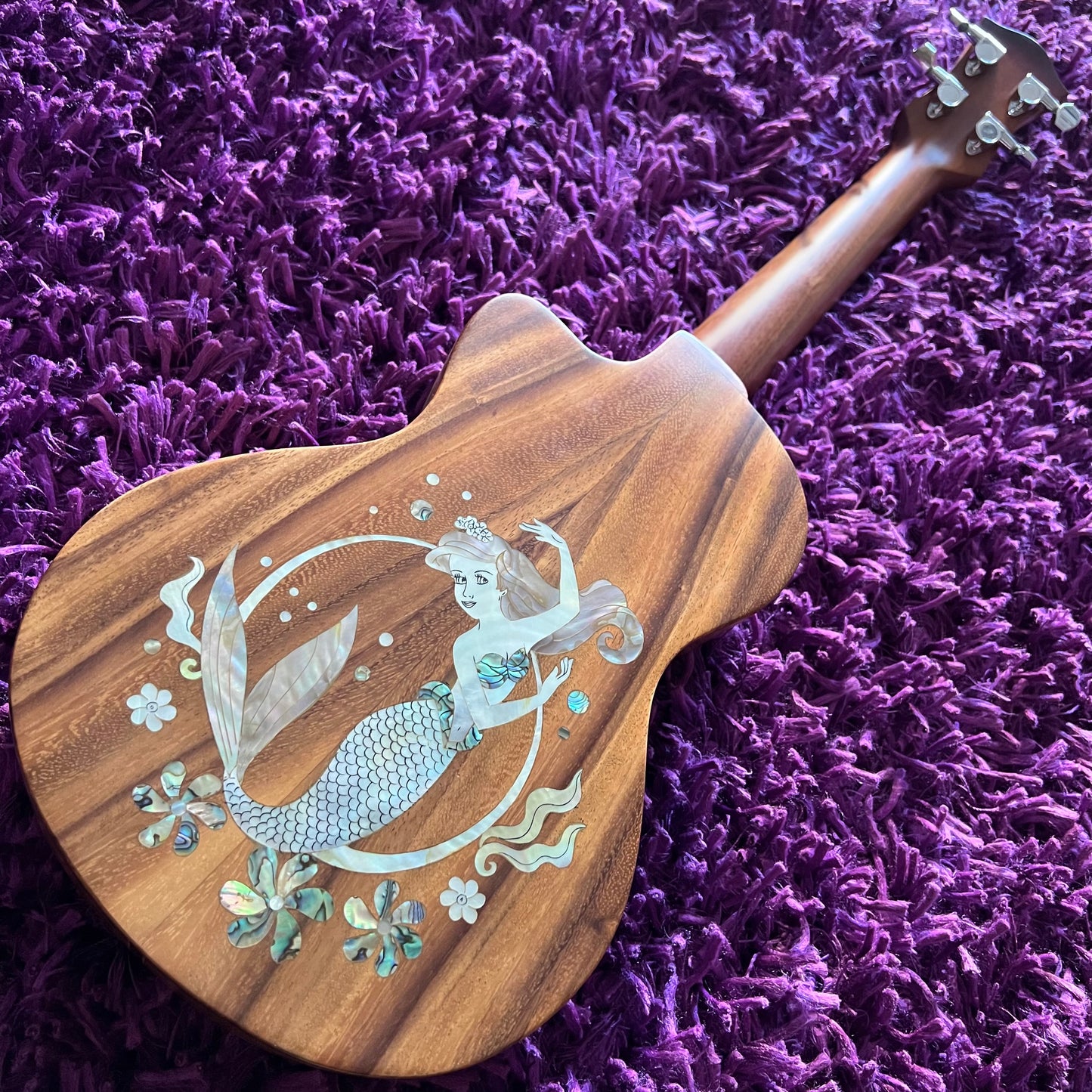 Custom "The Little Mermaid" Inlay Tenor Ukulele (w/ Case)