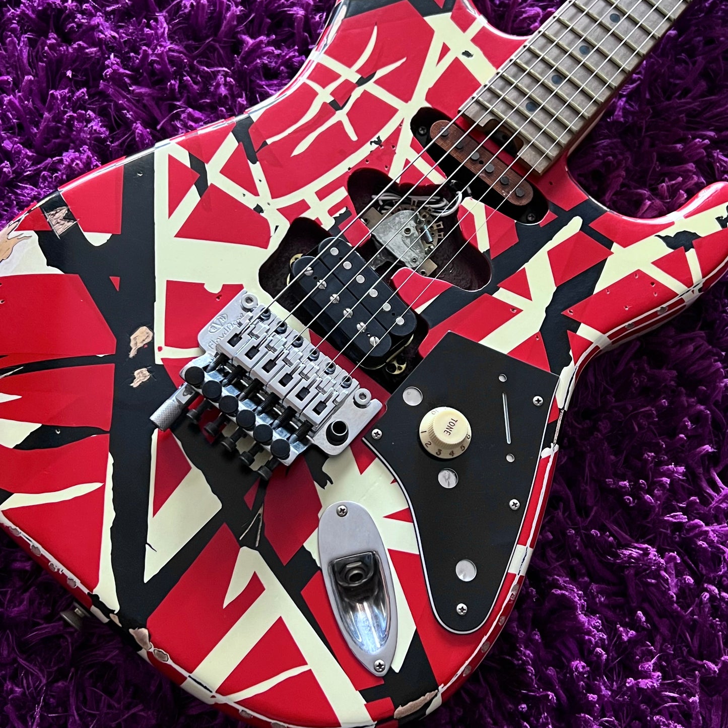 2021 EVH Striped Series Frankie - Red, White & Black Relic (w/ HSC)
