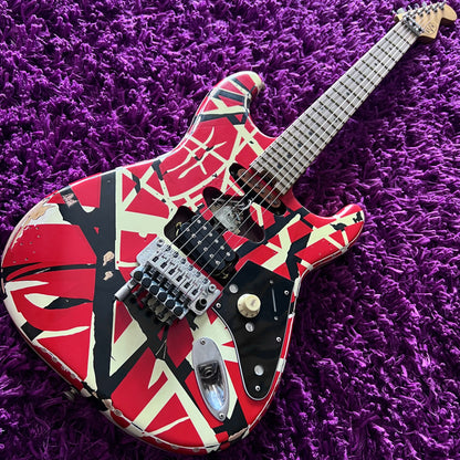 2021 EVH Striped Series Frankie - Red, White & Black Relic (w/ HSC)