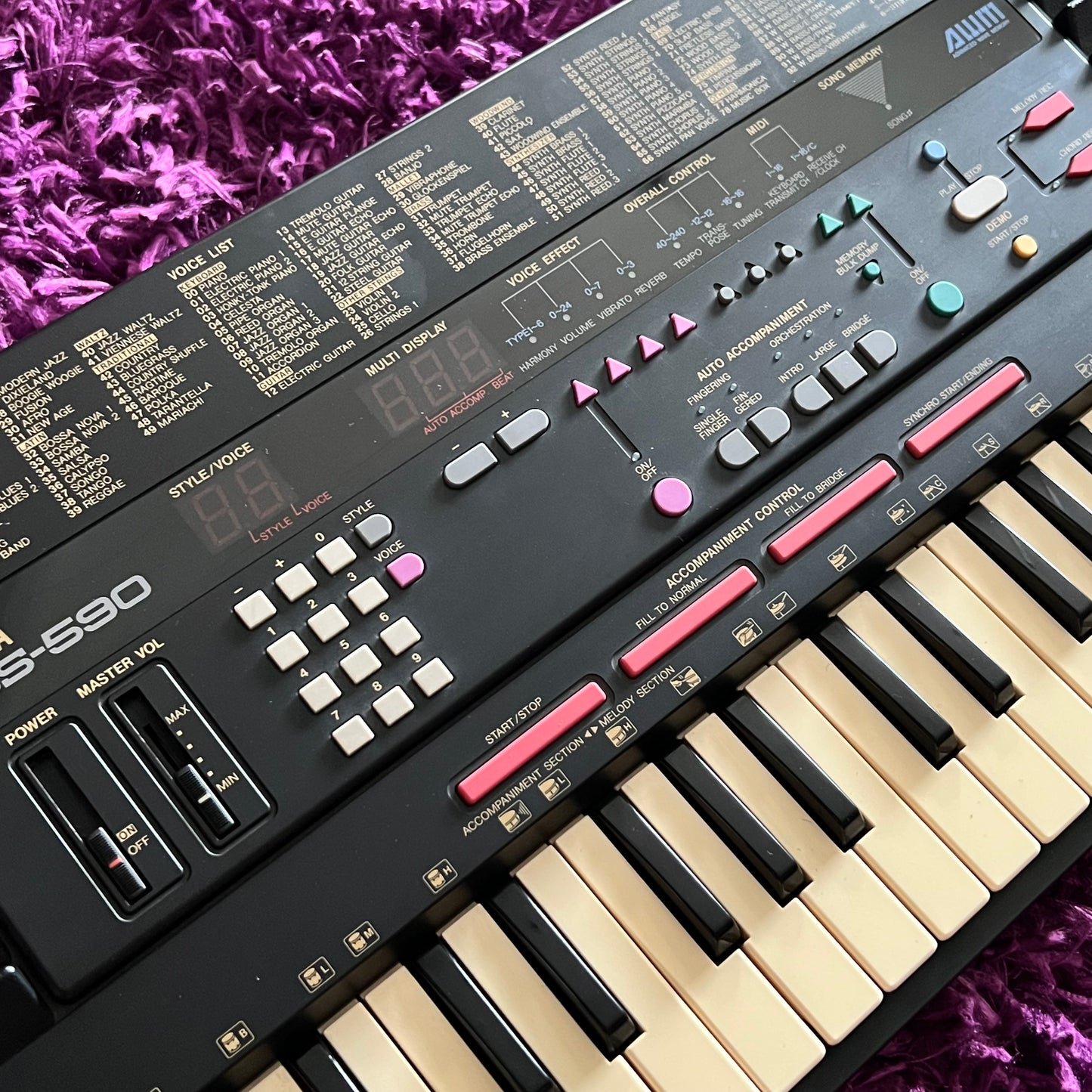 Yamaha PSS-590 PortaSound 90s AWM/FM Synthesizer Workstation w/ MIDI + Original Box & Manual