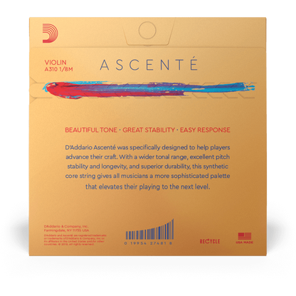 D'Addario Ascenté Violin String Set – 1/8 Scale – Medium Tension
