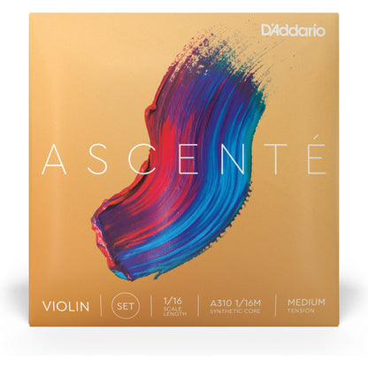 D'Addario Ascenté Violin String Set, 1/16 Scale, Medium Tension