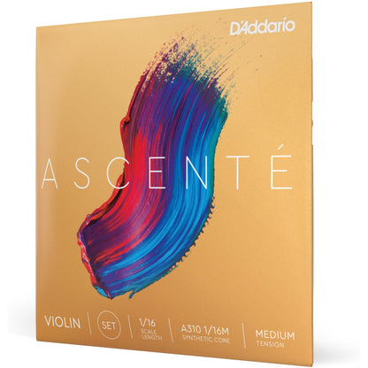 D'Addario Ascenté Violin String Set, 1/16 Scale, Medium Tension