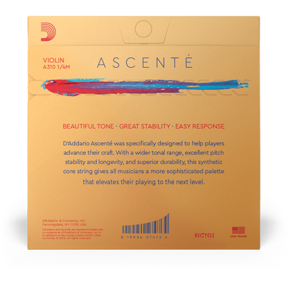 D'Addario Ascenté Violin E String – 1/4 Scale – Medium Tension