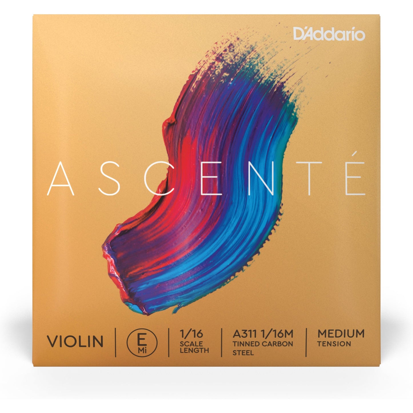 D'Addario Ascenté Violin E String, 1/16 Scale, Medium Tension