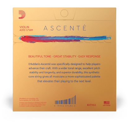 D'Addario Ascenté Violin A String – 1/16 Scale – Medium Tension