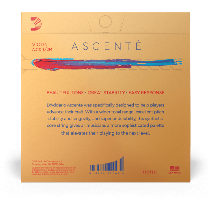 D'Addario Ascenté Violin G String – 1/2 Scale – Medium Tension