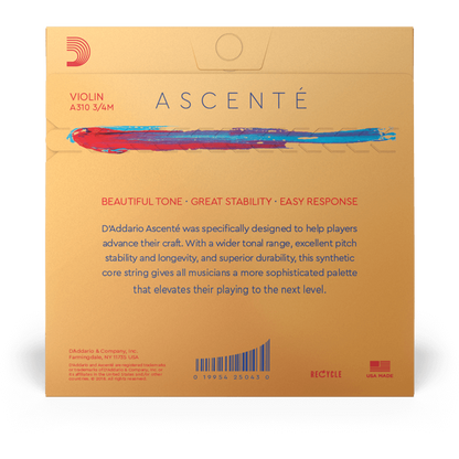 D'Addario Ascenté Violin G String – 3/4 Scale – Medium Tension