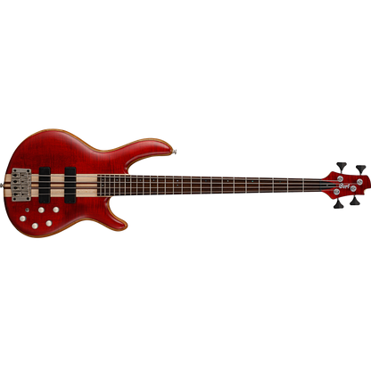 Cort A4 Plus FMMH 4-String Bass Guitar – Open-Pore Black Cherry