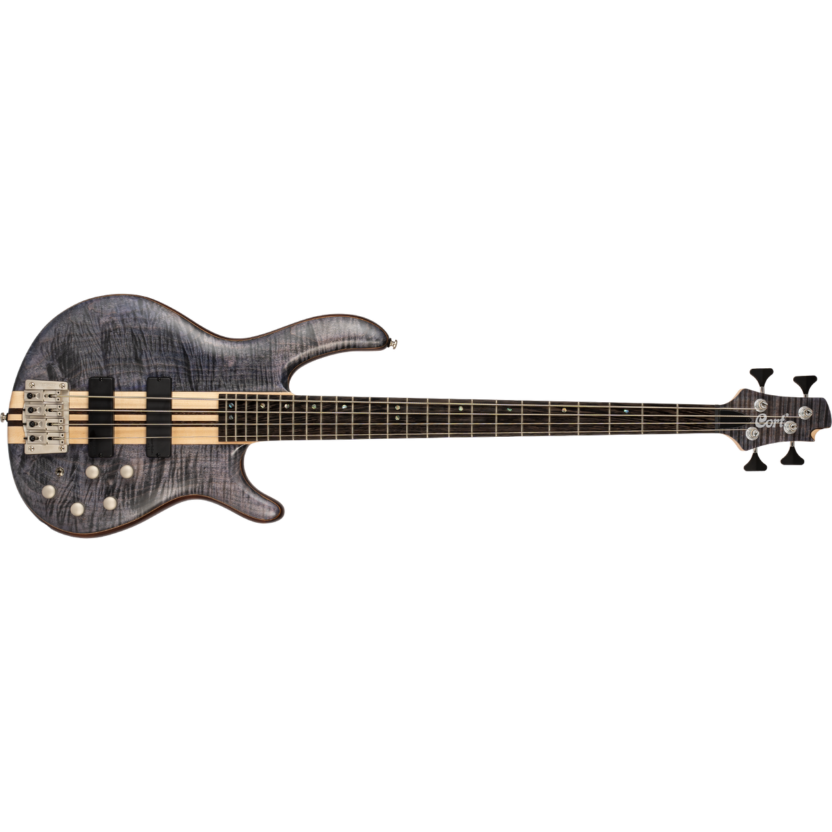 Cort A4 Plus FMMH 4-String Bass Guitar – Open-Pore Blue Black