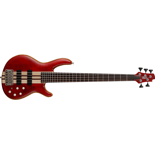 Cort A5 Plus FMMH 5-String Bass Guitar – Open-Pore Black Cherry
