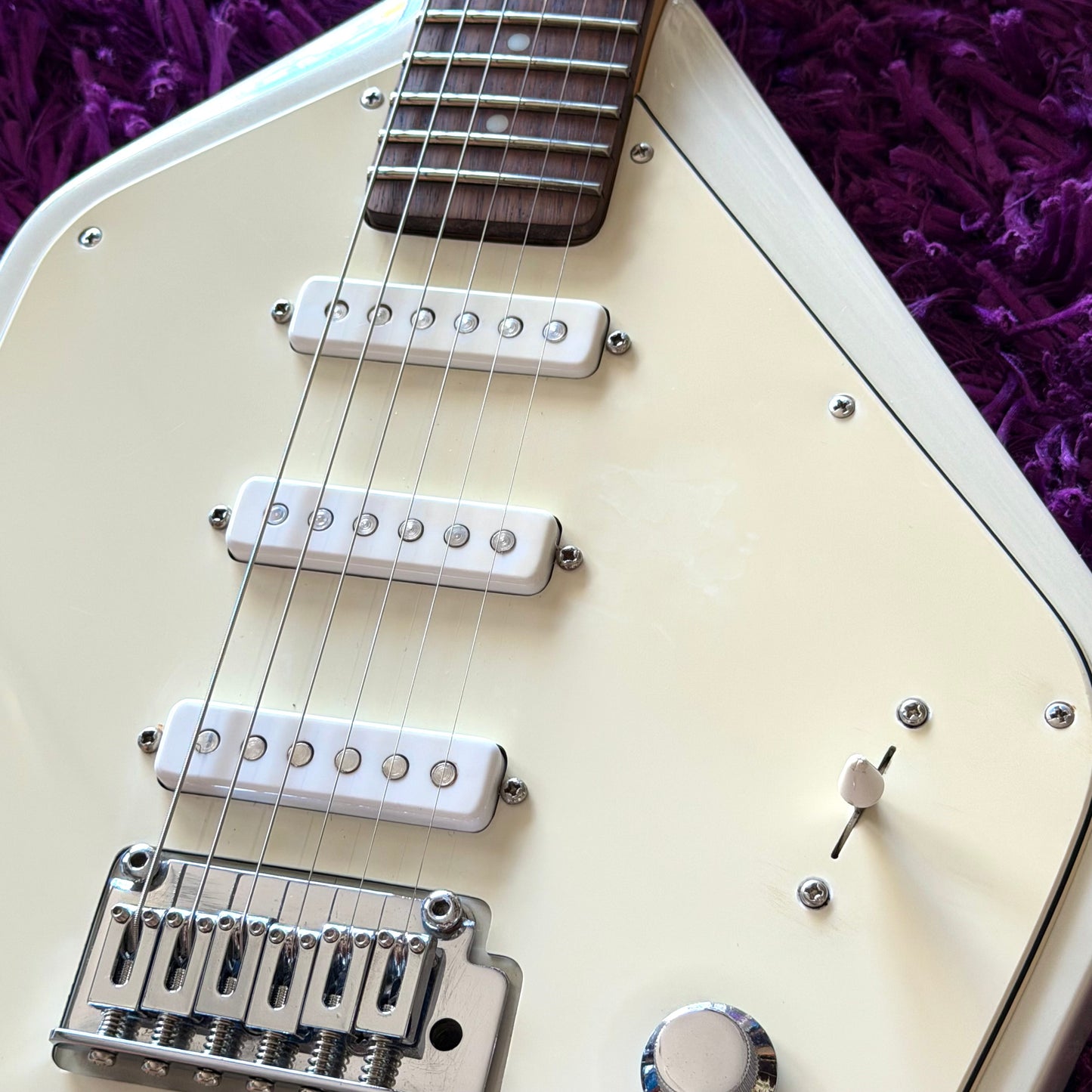 Mid-2010s Vox V-MK5 Phantom Short Scale Electric Guitar (Refinished Metallic White)