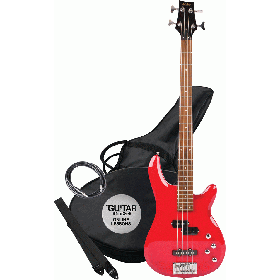 Ashton AB4TRD Bass Guitar in Red