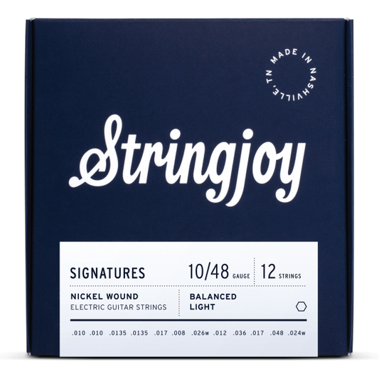 Stringjoy Signatures | 12 String Balanced Light Gauge (10-48) Nickel Wound Electric Guitar Strings