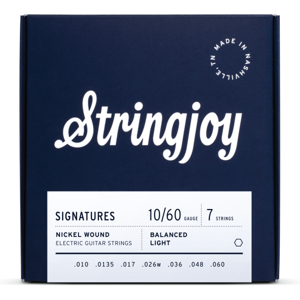 Stringjoy Signatures | 7 String Balanced Light Gauge (10-60) Nickel Wound Electric Guitar Strings