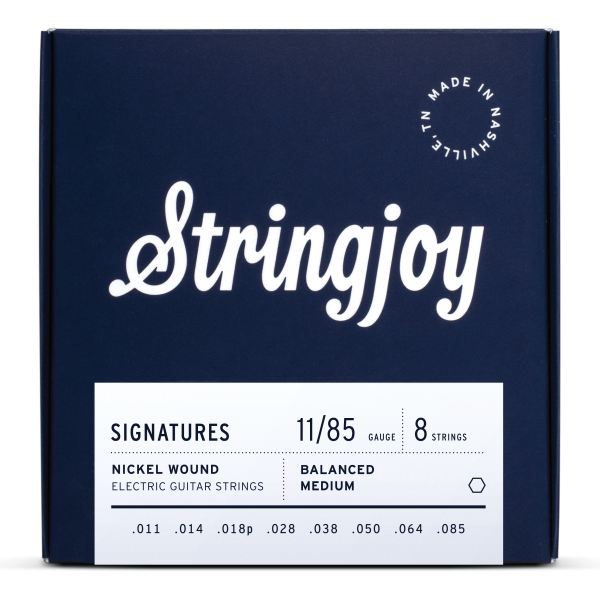 Stringjoy Signatures | 8 String Balanced Medium Gauge (11-85) Nickel Wound Electric Guitar Strings