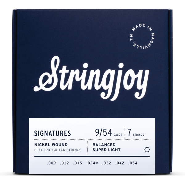 Stringjoy Signatures | 7 String Balanced Super Light Gauge (9-54) Nickel Wound Electric Guitar Strings