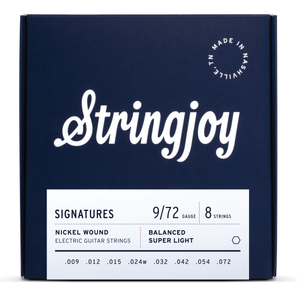 Stringjoy Signatures | 8 String Balanced Super Light Gauge (9-72) Nickel Wound Electric Guitar Strings