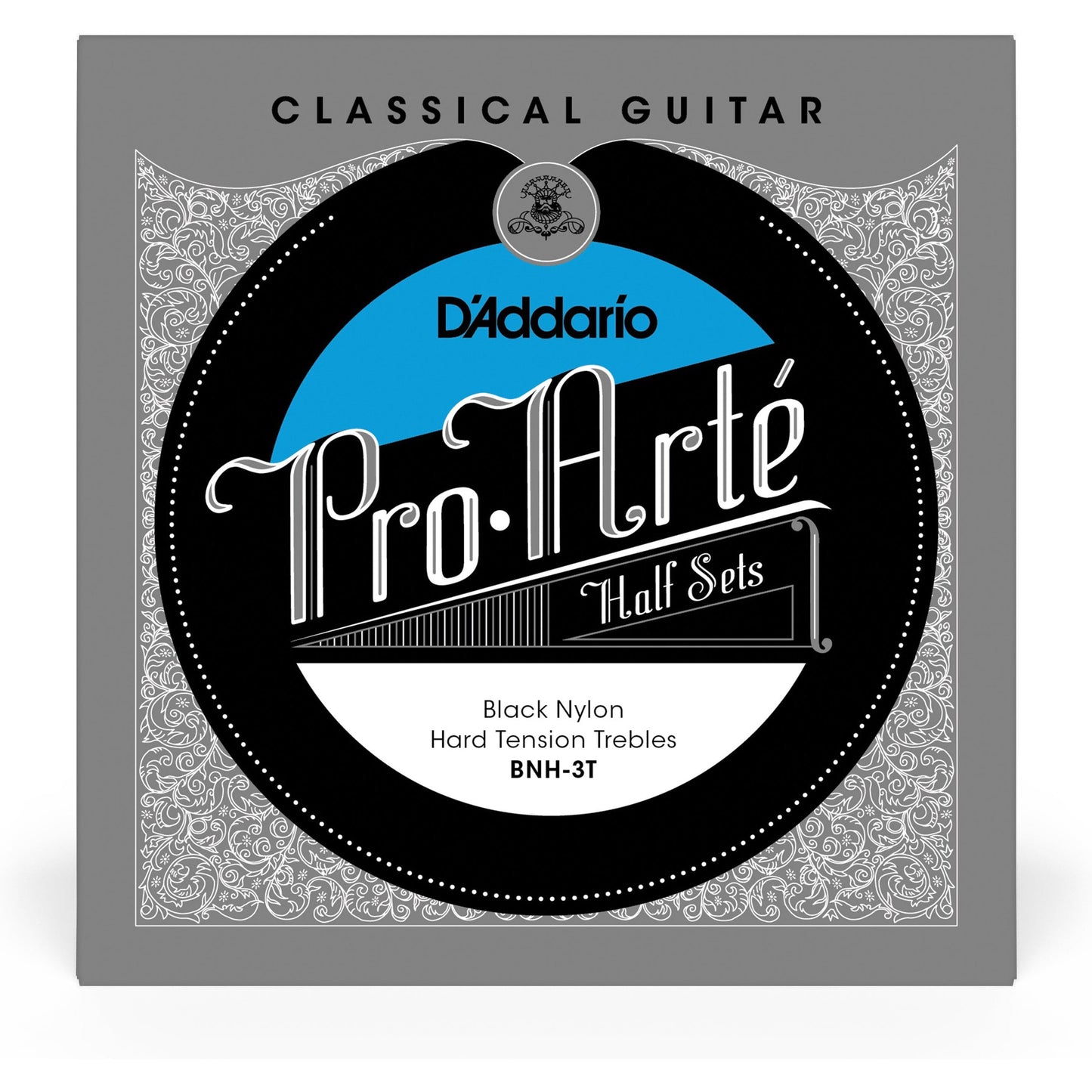 D'Addario BNH-3T Pro-Arte Black Nylon Classical Guitar Half Set, Hard Tension