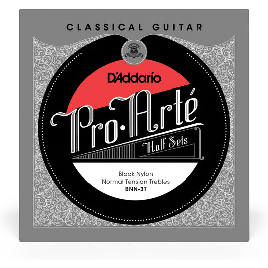 D'Addario BNN-3T Pro-Arte Black Nylon Classical Guitar Half Set, Normal Tension