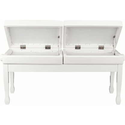 Beale BPB990WH Dual Piano Bench Dual Adjustable Duet in White