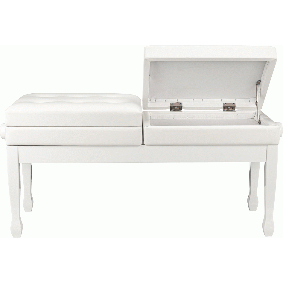 Beale BPB990WH Dual Piano Bench Dual Adjustable Duet in White