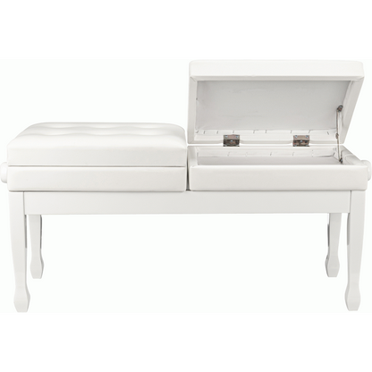 Beale BPB990WH Dual Piano Bench Dual Adjustable Duet in White