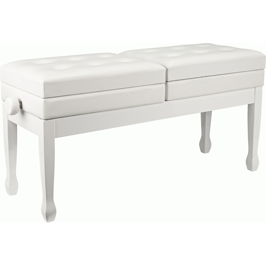 Beale BPB990WH Dual Piano Bench Dual Adjustable Duet in White